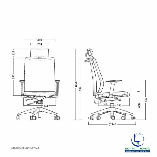 CADEIRA PRESIDENTE PARA ESCRITÓRIO ERGONÔMICA COM APOIO DE CABEÇA - Image 6
